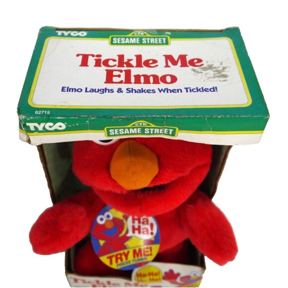 Tickle Me Elmo Sesame Street 14" talking plush doll TYCO 1996 NEW, BOX DAMAGED - Picture 2 of 4